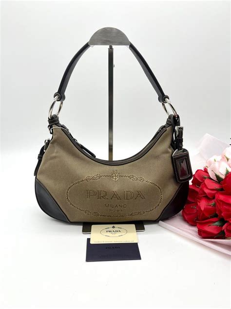 prada tan logo jacquard hobo bag|PRADA Jacquard Logo Hobo Corda Rosso .